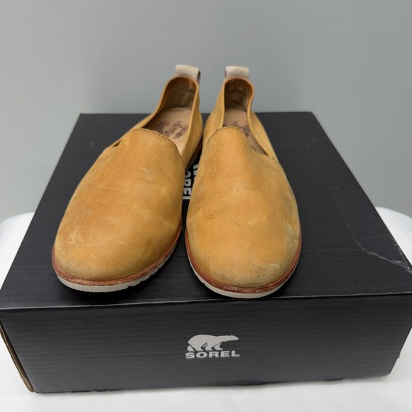 Sorel Ella leather tan camel brown slip on loafers women's 9.5 NL3211-224 - Picture 3 of 8